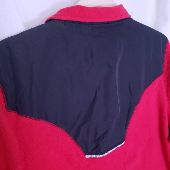 Woman Emily B Red with Navy Blue Full Zipper Turtle Neck with Pockets Size XL - Picture 14 of 14